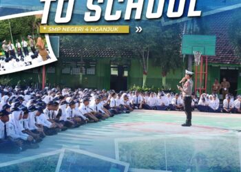 Satlantas Polres Nganjuk Sosialisasikan Keselamatan Berkendara kepada Pelajar SMPN 4 Nganjuk