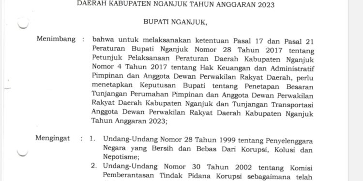 Tunjangan DPRD Nganjuk: Laporan Masyarakat, Dugaan Korupsi, dan Mens Rea di Balik SK Bermasalah