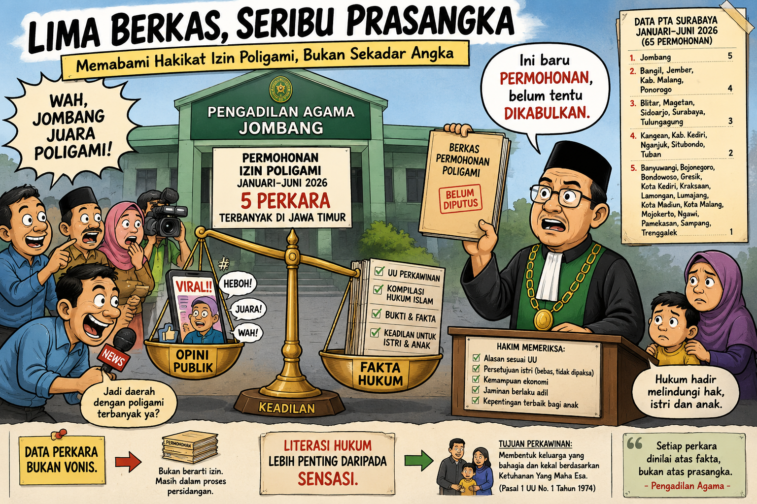 Lima Permohonan Poligami di Jombang, Saat Publik Perlu Memahami Hakikat Izin Pengadilan, Bukan Sekadar Angka