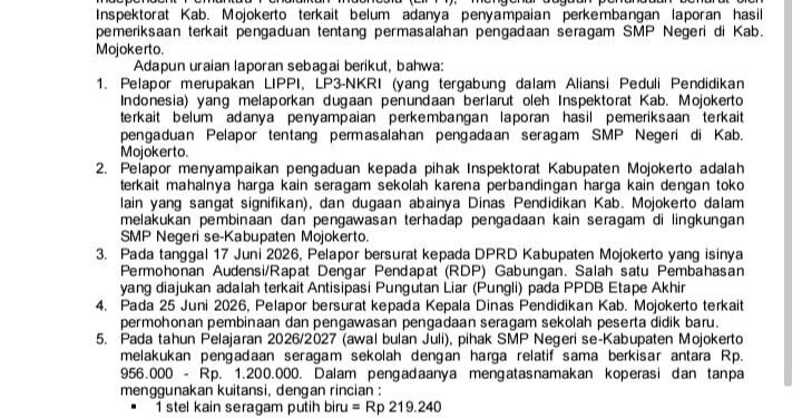 Kedok Koperasi dan Jerat “Kewajiban” Seragam Mahal di SMP Negeri Mojokerto